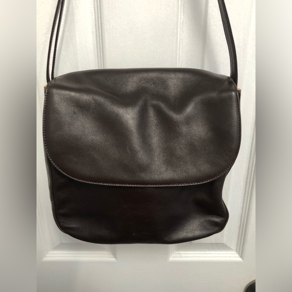 Vintage Bally Brown Leather Shoulder Bag Made in Italy Gold Hardware